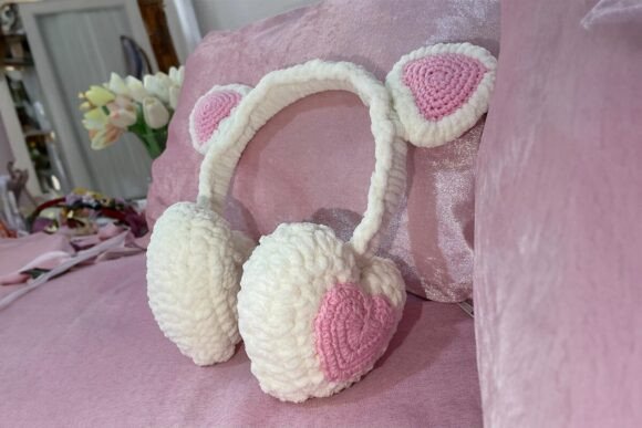 Crochet Heart Earmuffs PATTERN: A Study in Whimsical Visual Design