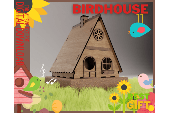 Farmhouse Birdhouse Laser Cut Files SVG