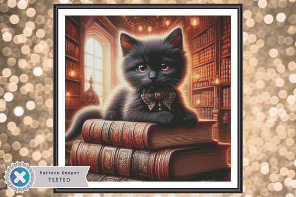 Librarian Kitten Cross Stitch Pattern: A Masterpiece for Experienced Stitchers