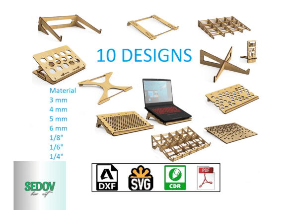 Set of 10 Laser Cut Laptop Stand Pattern