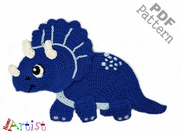 Triceratops Crochet Applique XL