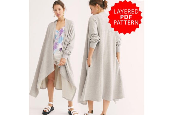 Women Cardigan Top Pdf Sewing Pattern